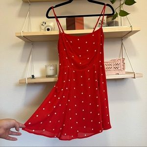 Reformation Red with White Polka Dot Fit and Flare Mini Dress